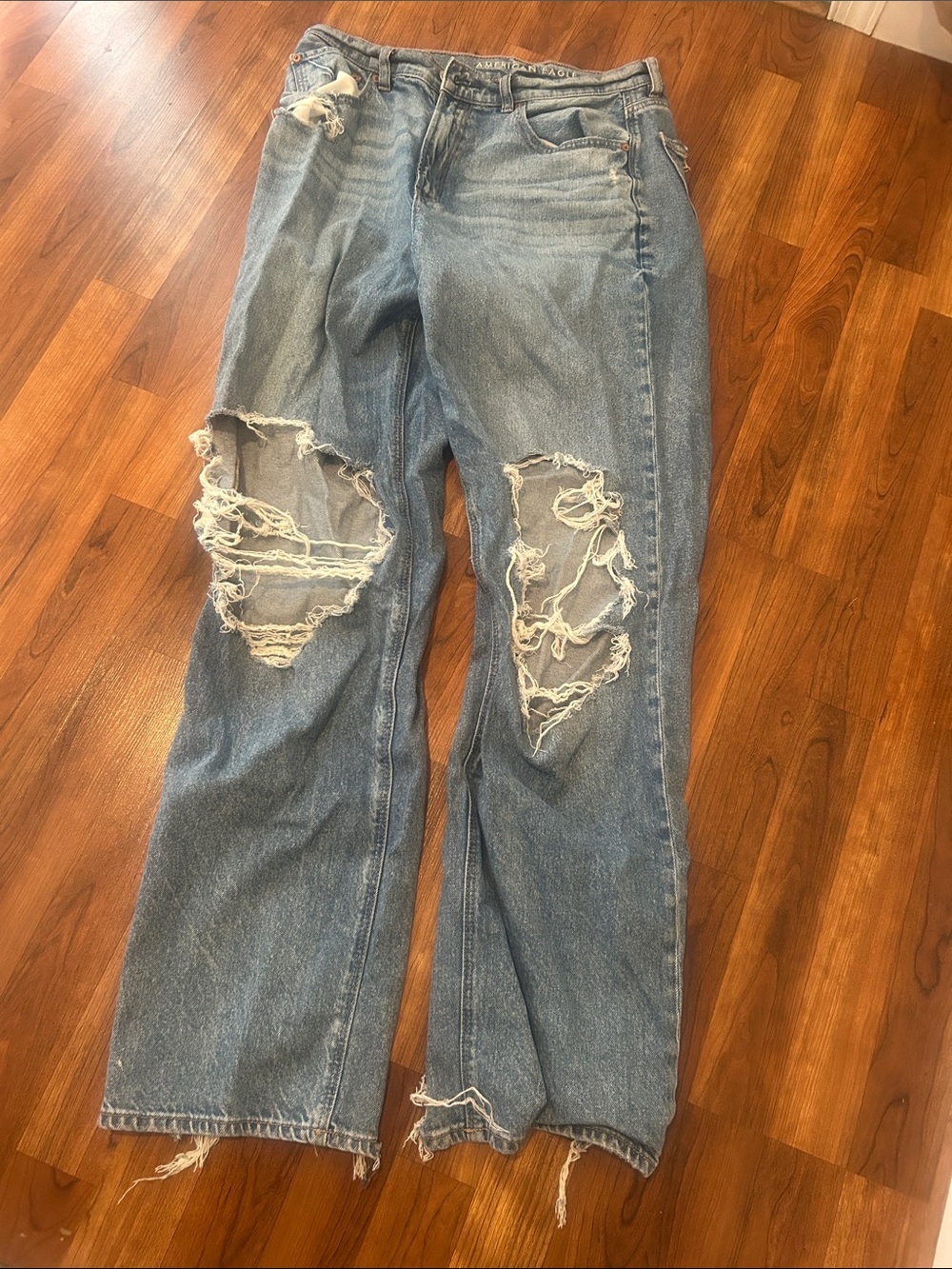 American Eagle Outfitters Distressed Light Blue Denim Jeans